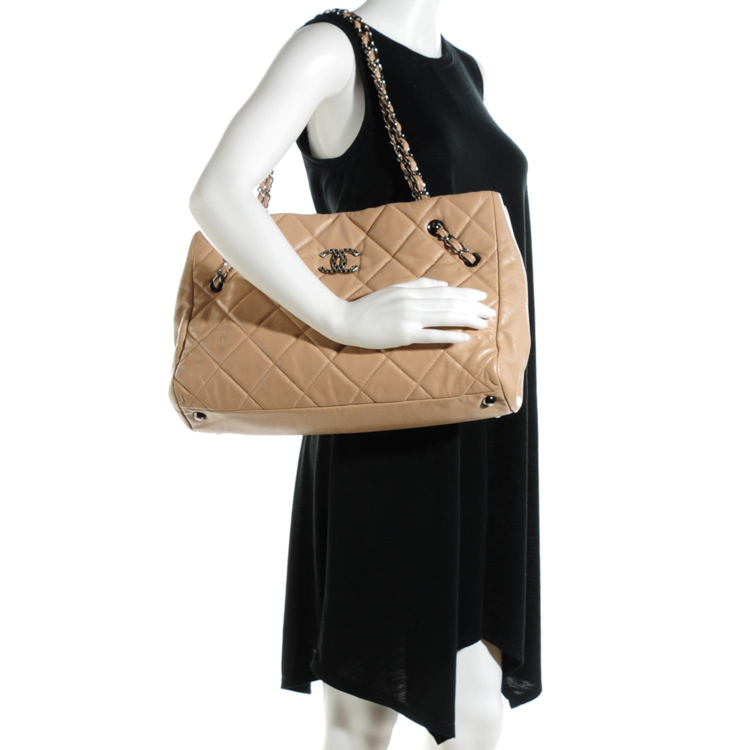 Chanel Soft Caviar Quilted Medium Cells Tote Beige 2 of 7