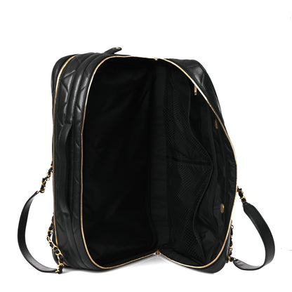 Chanel Shiny Grained Calfskin Quilted Large Travel Bowling Bag Black 4 of 11