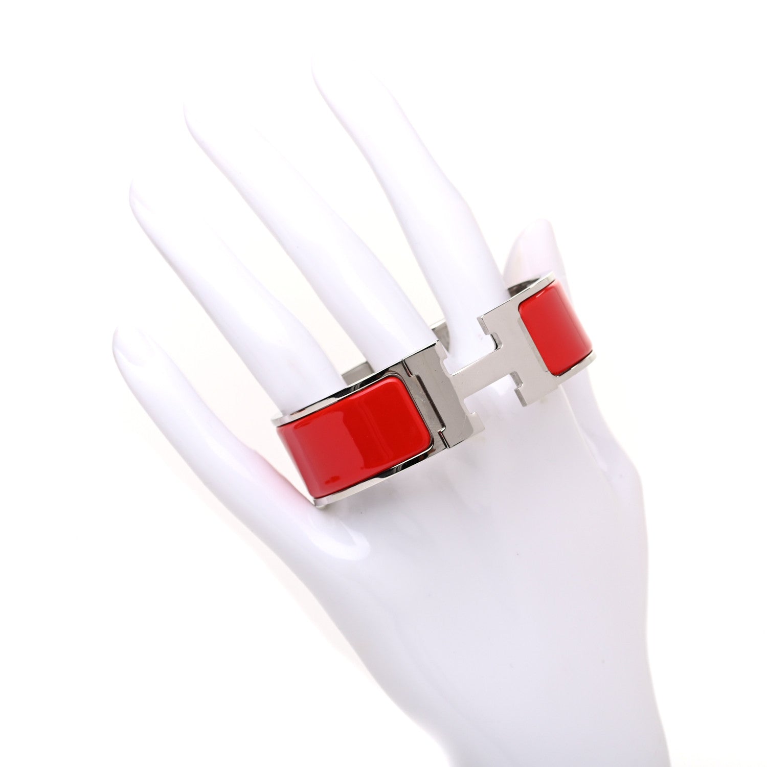 Hermes Enamel Wide Clic Clac H Bracelet GM Rouge Vif 2 of 4