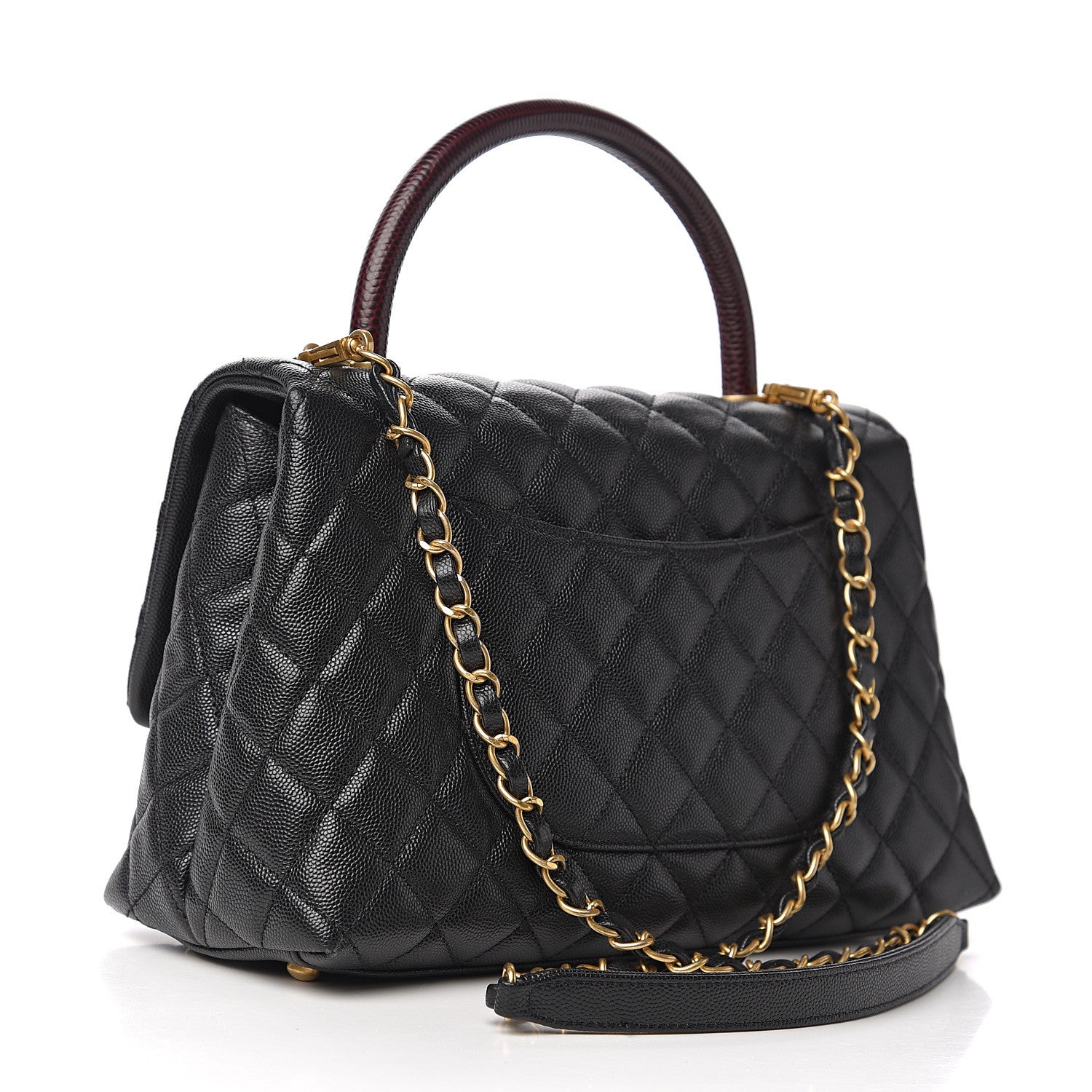 Chanel Caviar Lizard Embossed Quilted Small Coco Handle Flap Black 3 of 11