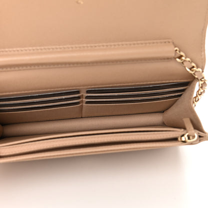 Chanel Caviar Quilted Crystal CC Wallet On Chain WOC Beige 5 of 11