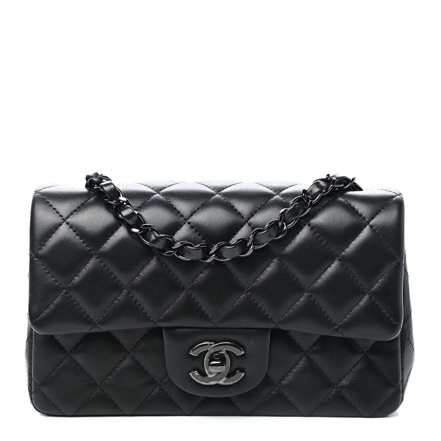 Lambskin Quilted Mini Rectangular Flap So Black