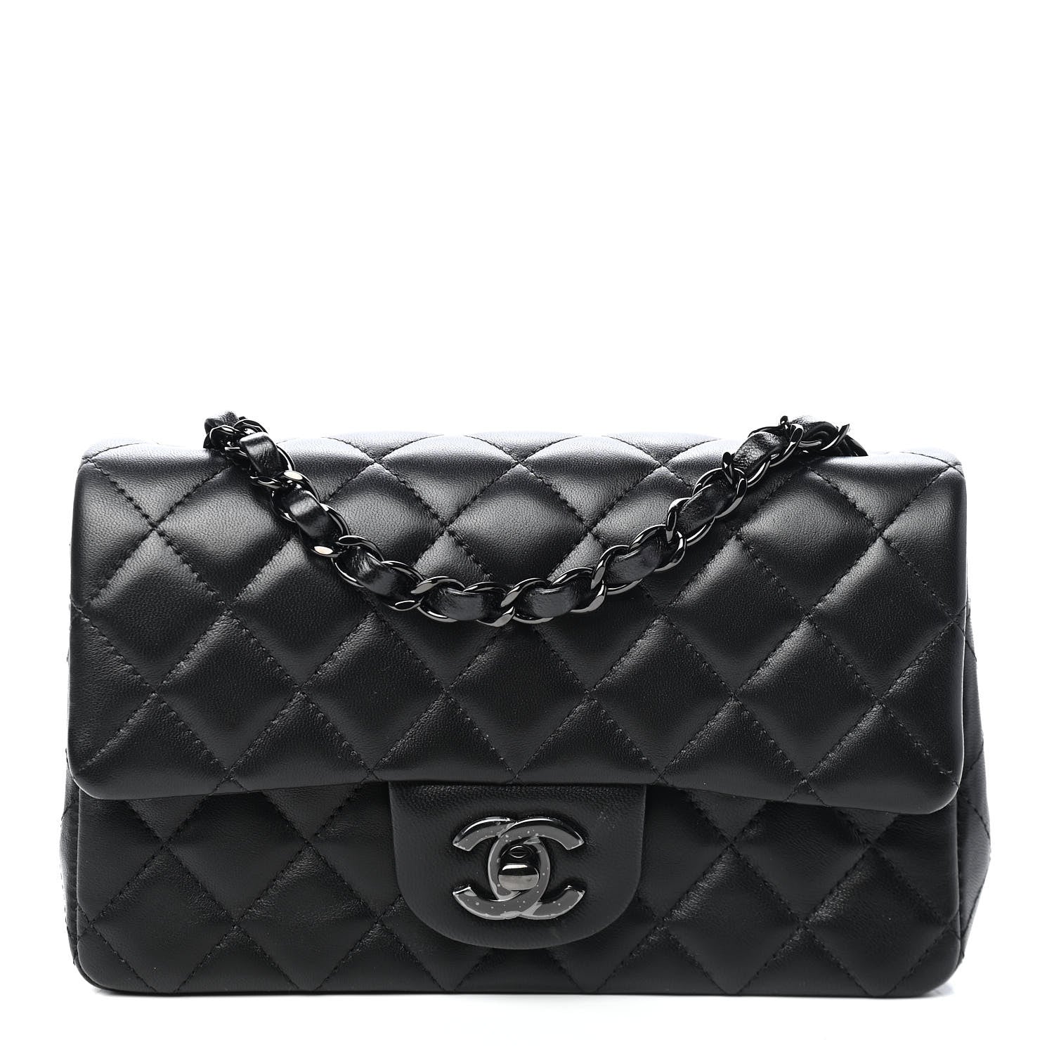 Chanel Lambskin Quilted Mini Rectangular Flap So Black 1 of 9
