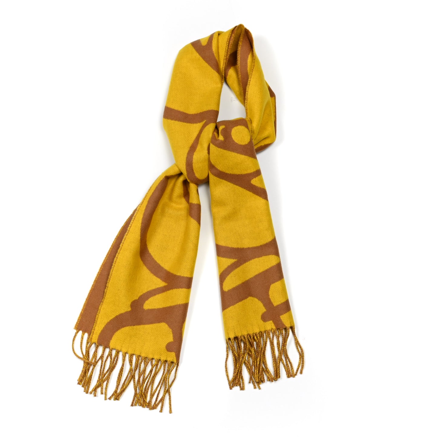 Cashmere Boucles et Camails Muffler Jaune Ocre