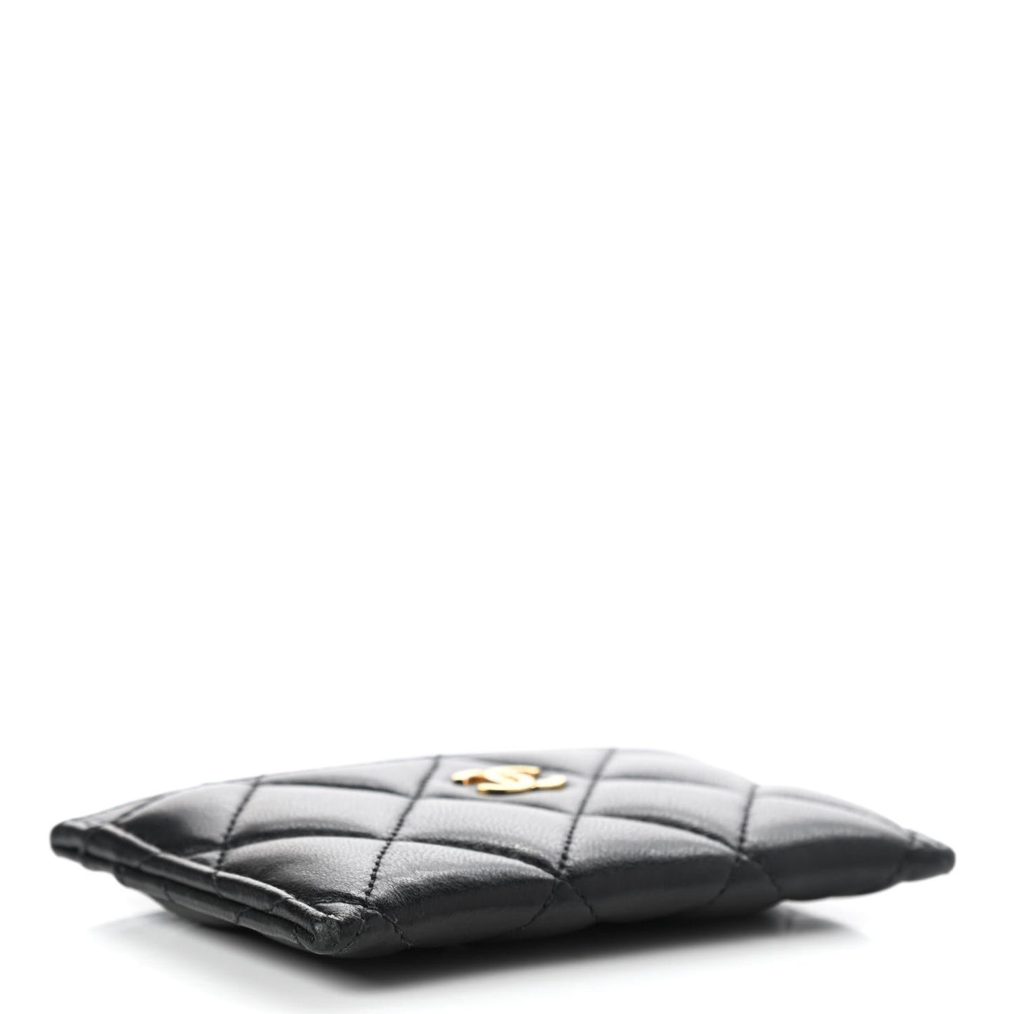 Lambskin Quilted Card Holder Black