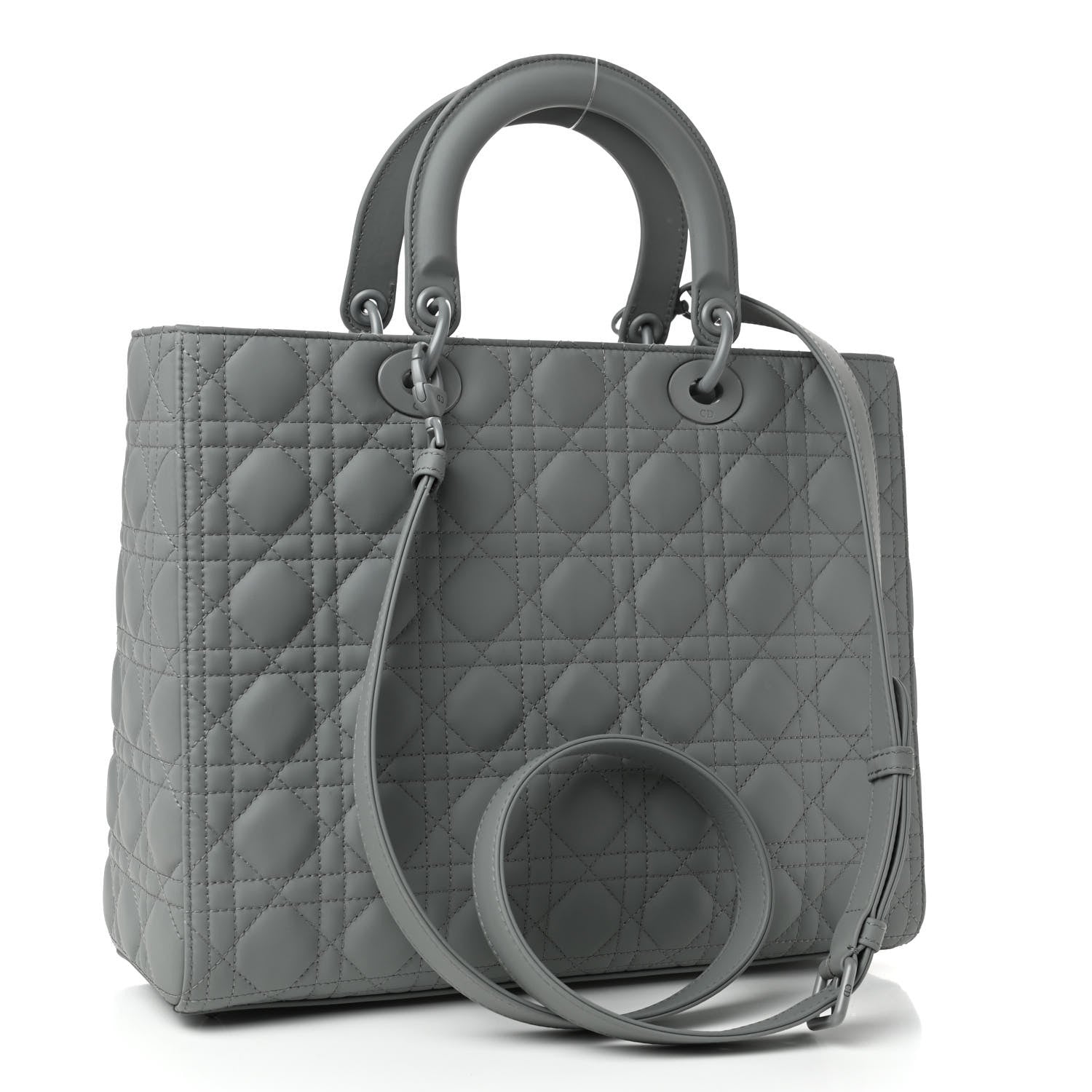 Christian Dior Ultra Matte Calfskin Cannage Large Lady Dior Grey Stone 2 of 4
