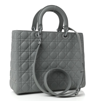Christian Dior Ultra Matte Calfskin Cannage Large Lady Dior Grey Stone 2 of 4