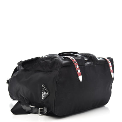 Prada Nylon New Vela Studded Backpack Black Fuoco 3 of 8