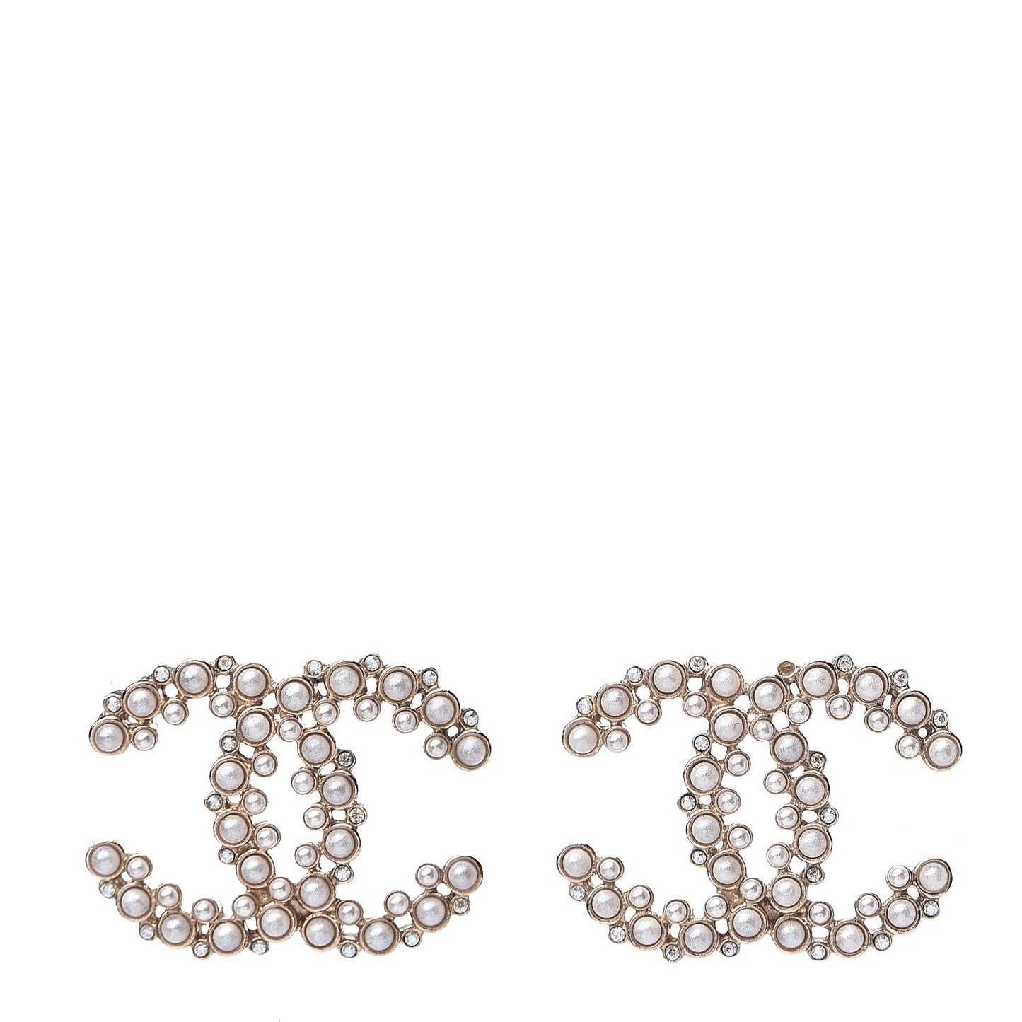Pearl Crystal CC Earrings Gold