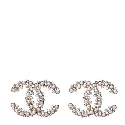 Chanel Pearl Crystal CC Earrings Gold 1 of 4