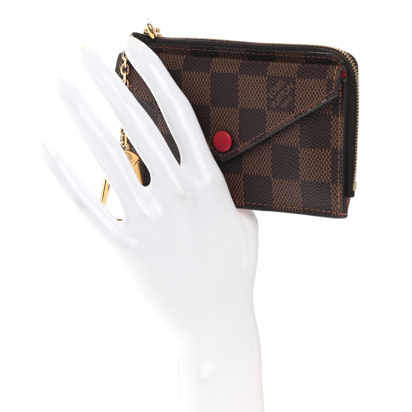 Damier Ebene Recto Verso Card Holder Red