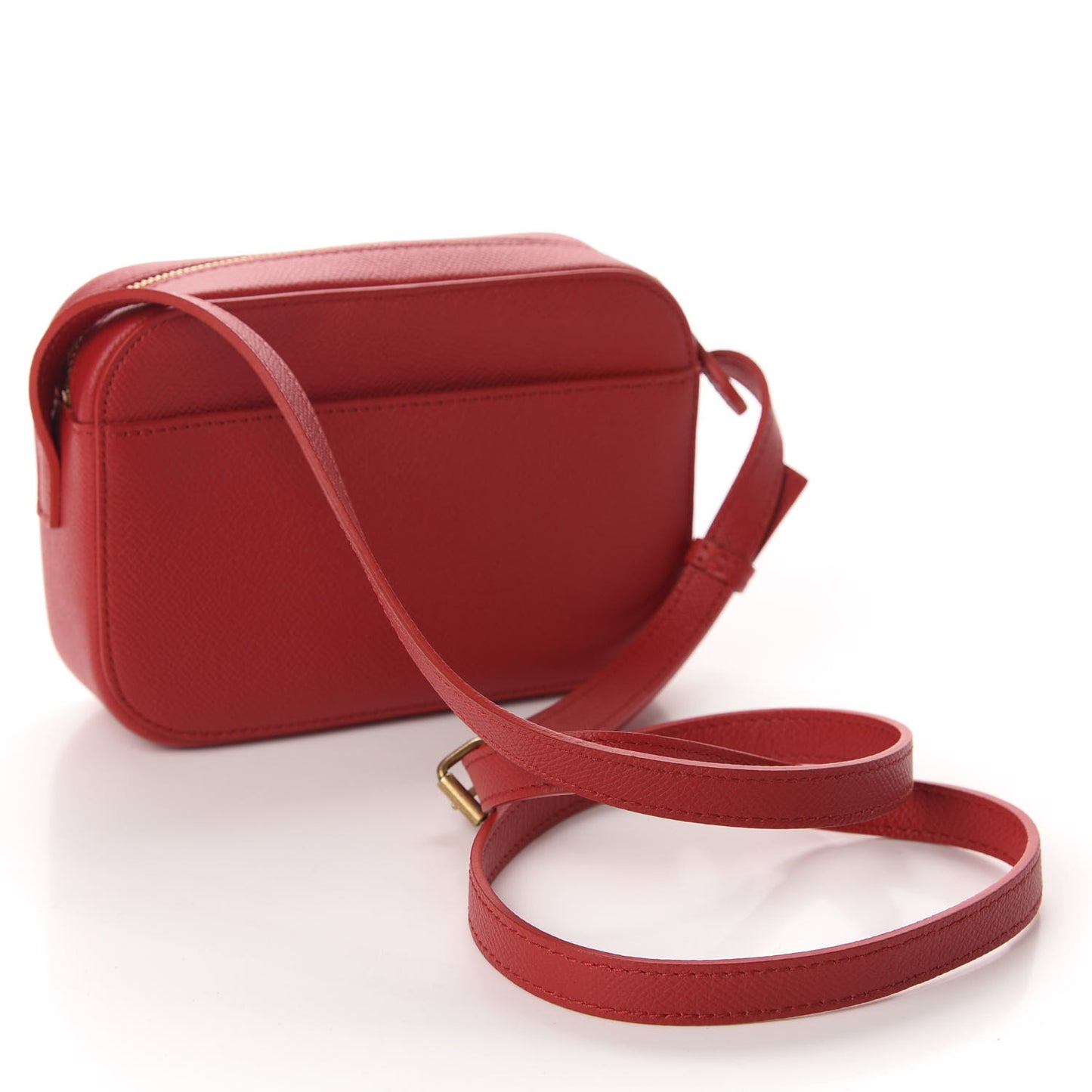 Signature Grained Calfskin Logo XS Ville Camera Bag Rouge Lantern Black