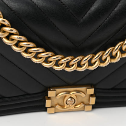 Chanel Lambskin Chevron Quilted Medium Boy Flap Black 25 of 29