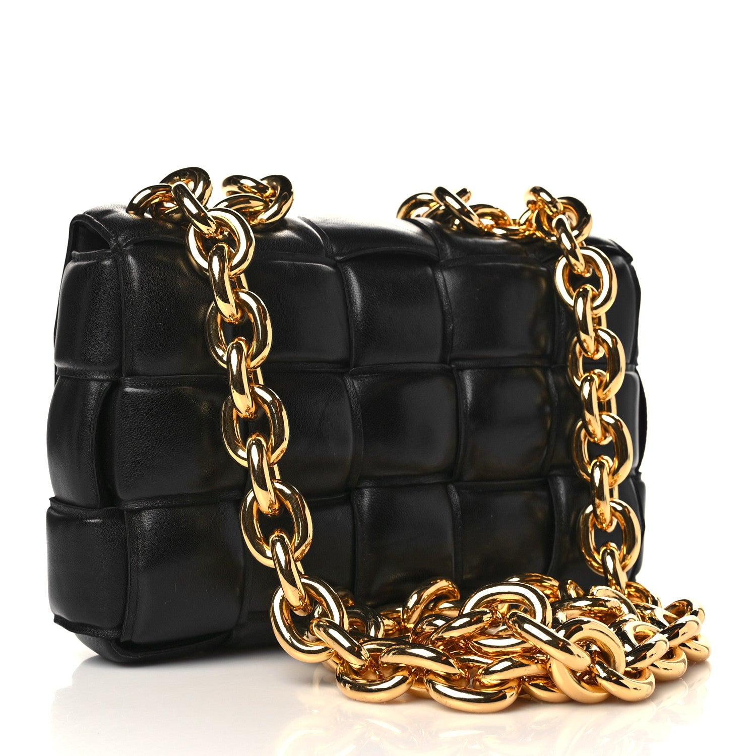 Bottega Veneta Lambskin Maxi Intreccio Padded Chain Cassette Crossbody Bag Black 3 of 7
