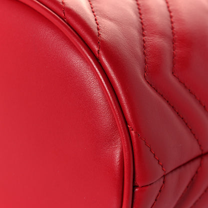 Gucci Calfskin Matelasse Mini GG Marmont 2.0 Bucket Bag Hibiscus Red 8 of 11