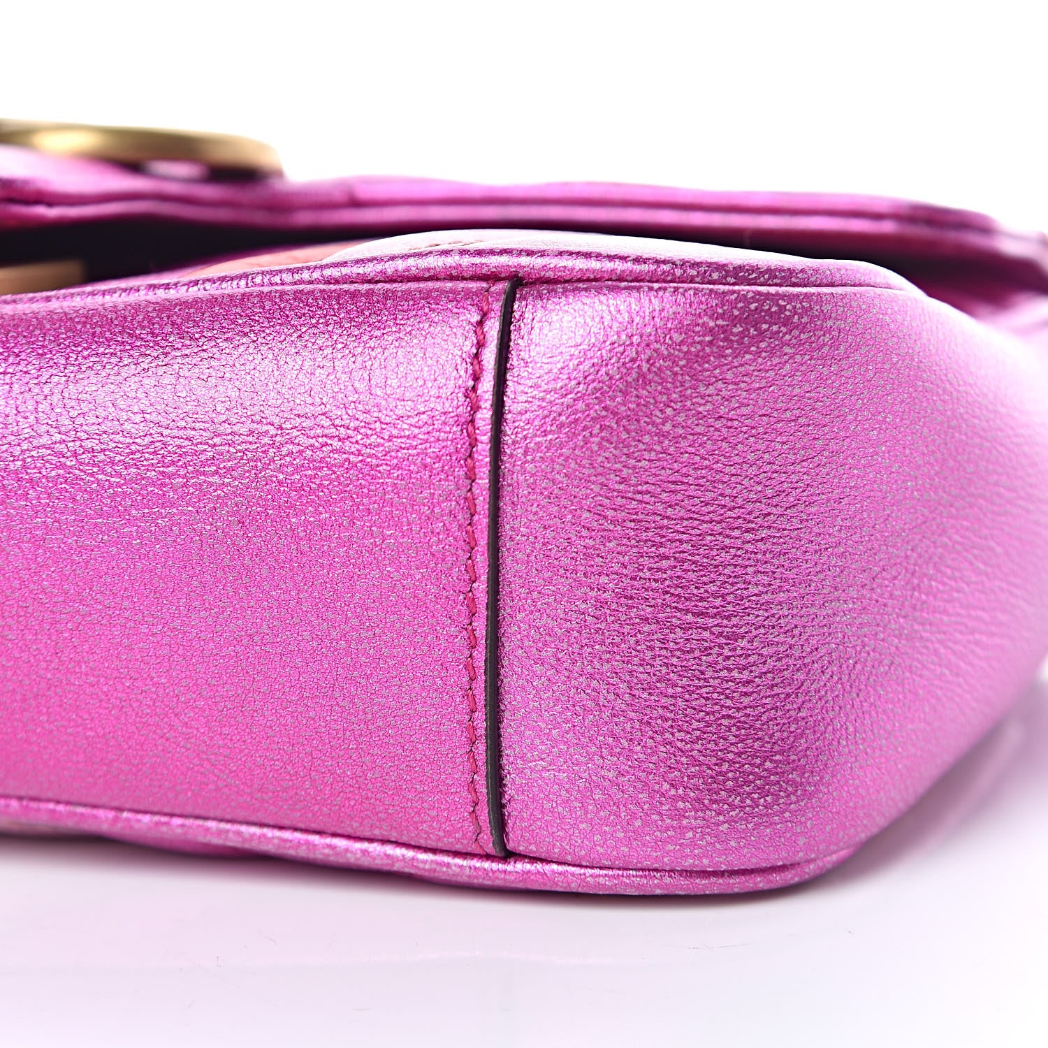 Gucci Metallic Calfskin Matelasse Mini GG Marmont Shoulder Bag Fuchsia 6 of 9
