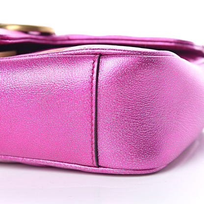 Gucci Metallic Calfskin Matelasse Mini GG Marmont Shoulder Bag Fuchsia 6 of 9