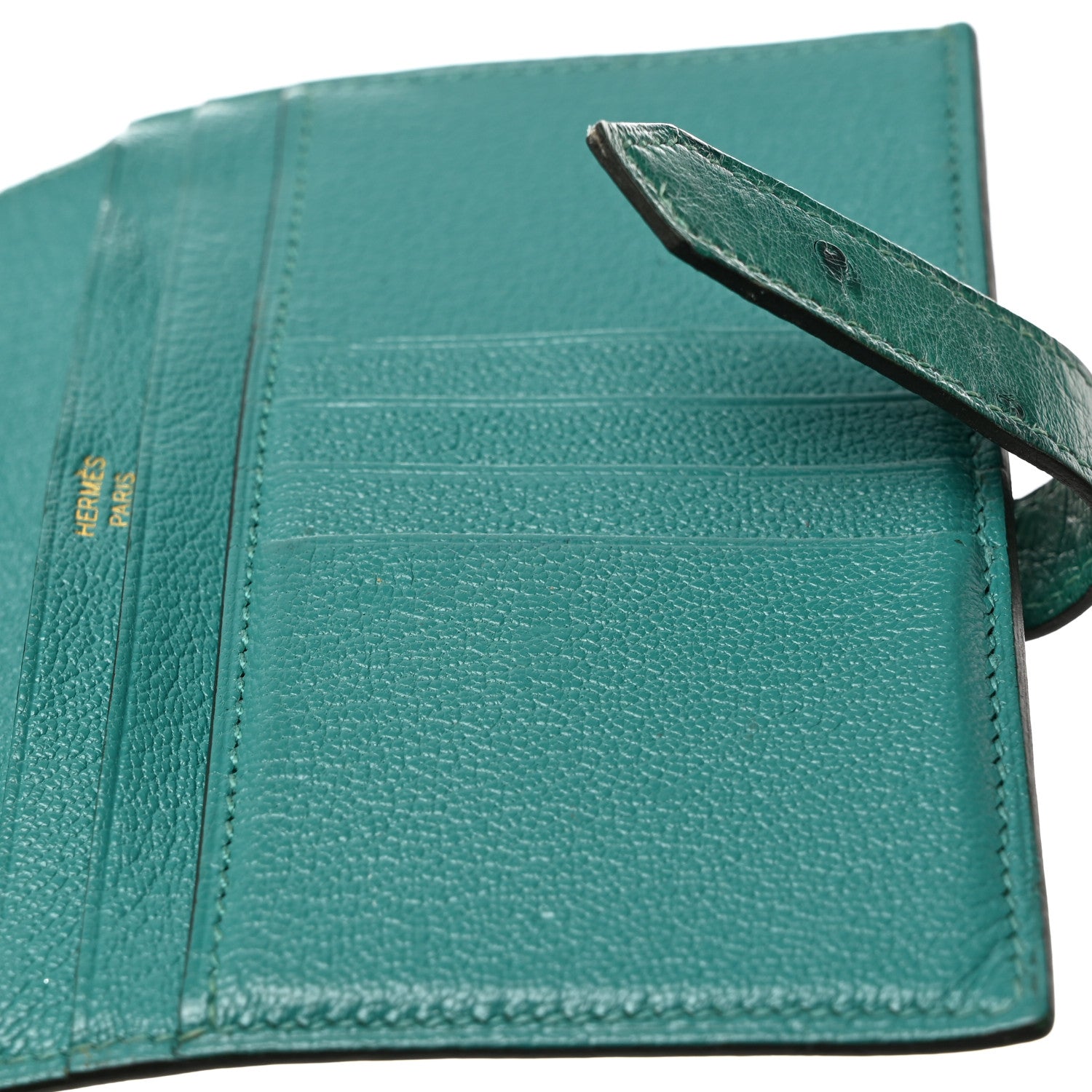Hermes Ostrich Bearn Compact Wallet Vert Vertigo 8 of 10