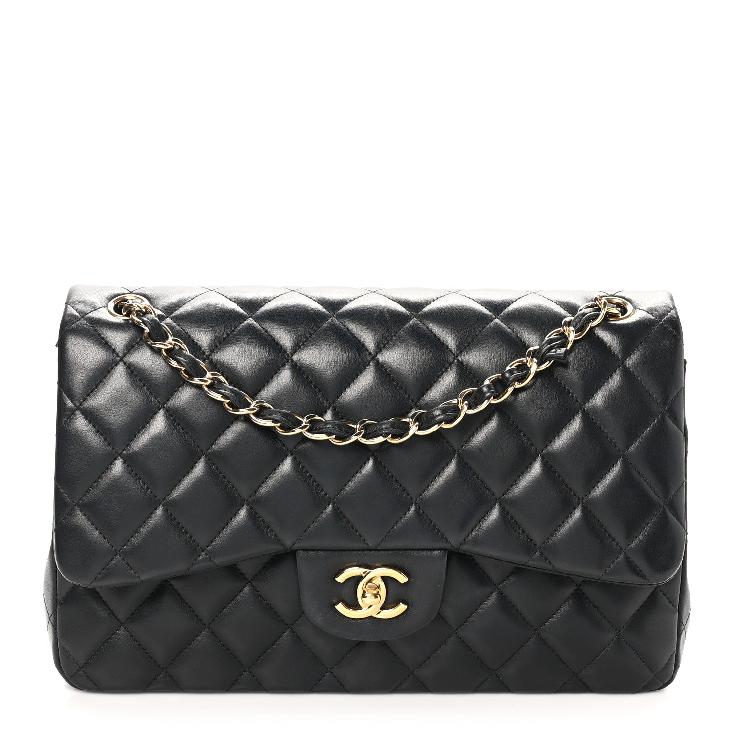 Chanel Lambskin Quilted Jumbo Double Flap Black 1 of 16
