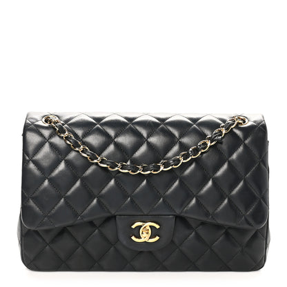 Chanel Lambskin Quilted Jumbo Double Flap Black 1 of 16
