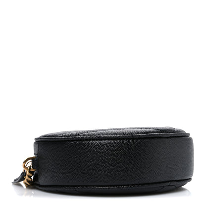 Saint Laurent Grain De Poudre Matelasse Chevron Quilted Round Vinyle Camera Bag Black 4 of 10
