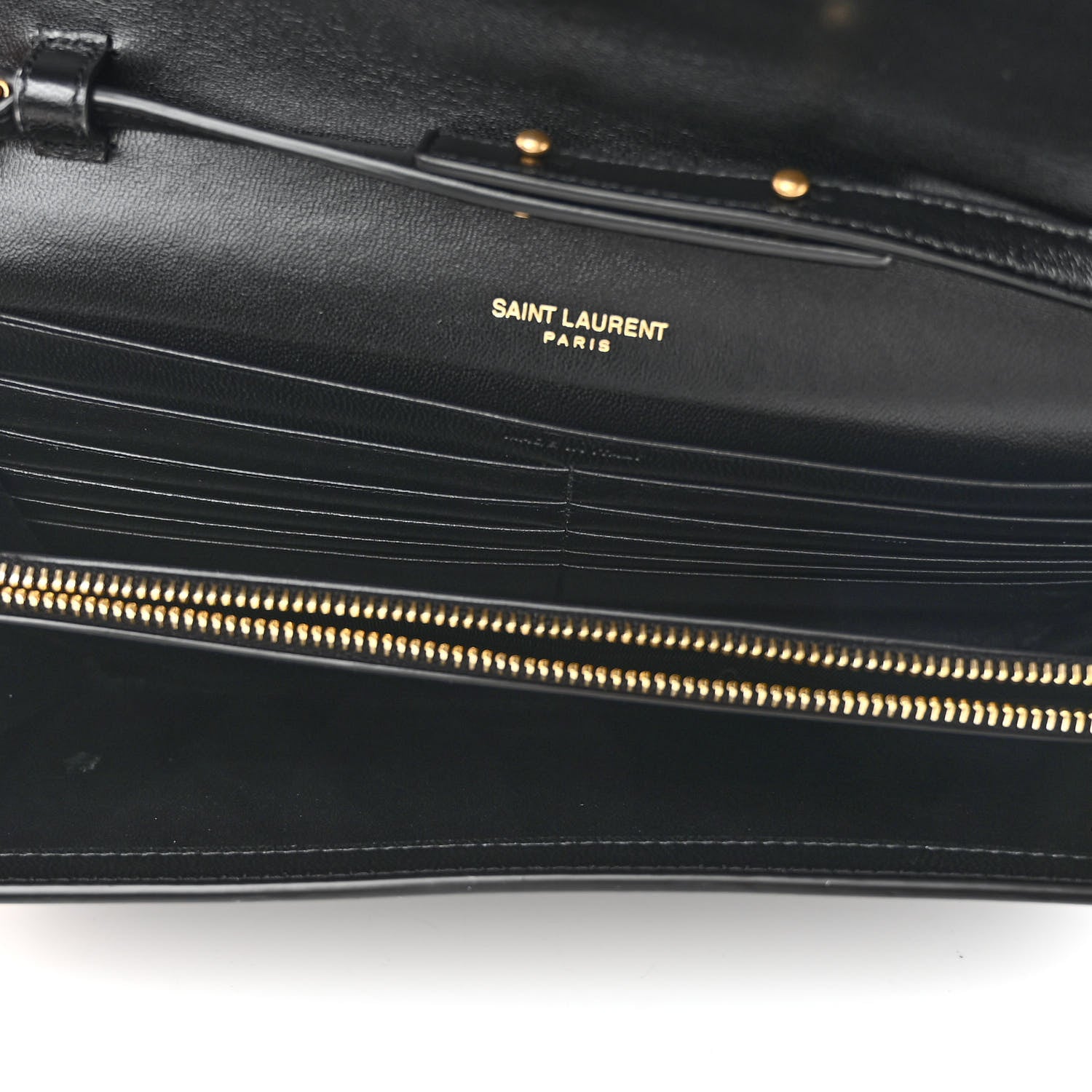 Saint Laurent Smooth Calfskin Tri-Metal Cassandre Wallet On Chain WOC Black 5 of 9