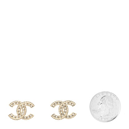 Chanel Crystal Timeless CC Earrings Light Gold 2 of 4