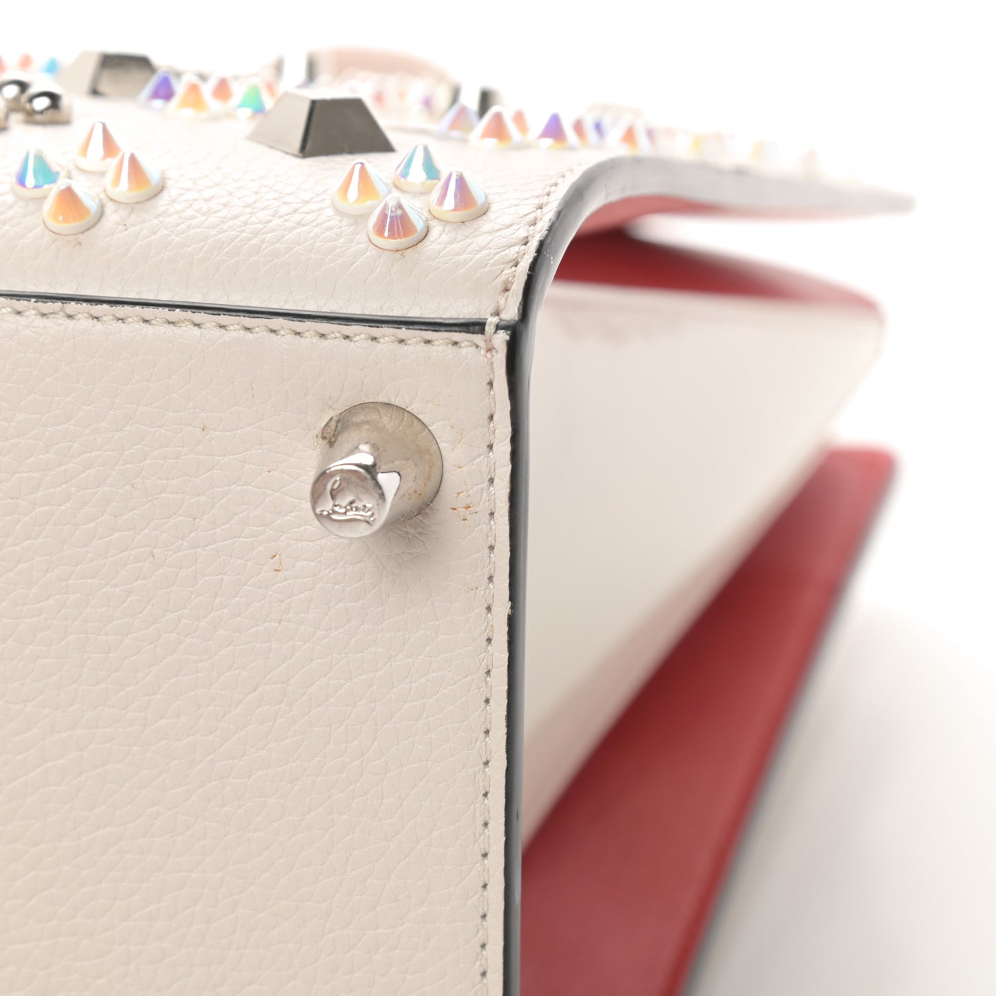 Calfskin Spikes Loubinthesky Medium Paloma Ivory