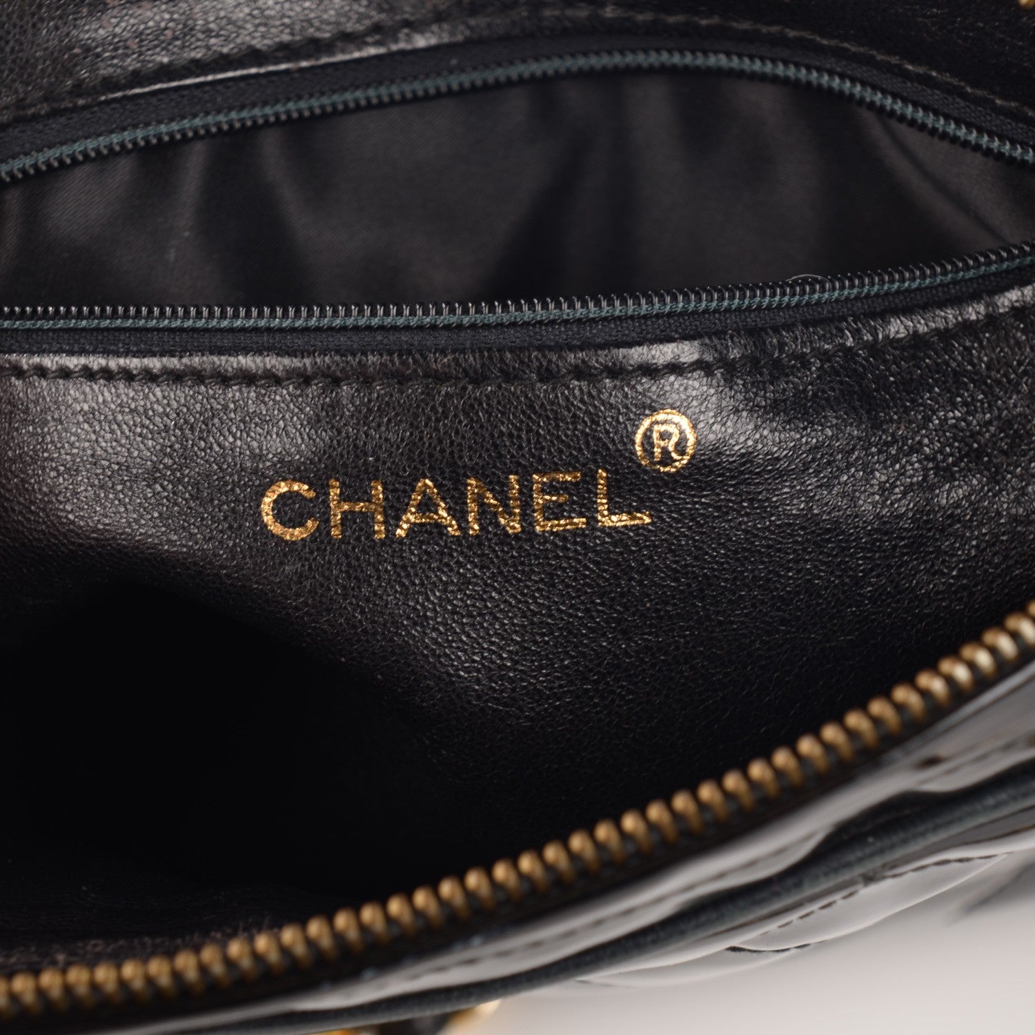 Chanel Patent Quilted Camera Case Black 7 of 10