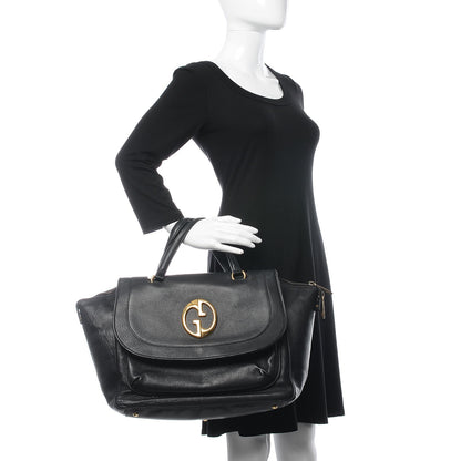 Gucci Pebbled Calfskin Medium 1973 Top Handle Satchel Black 2 of 12