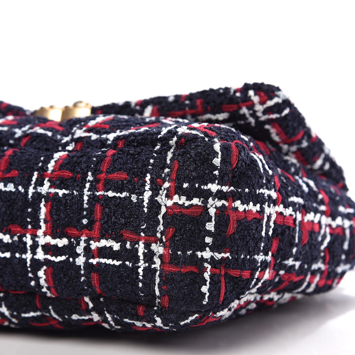 Tweed Quilted Medium Chanel 19 Flap Navy Blue White Red