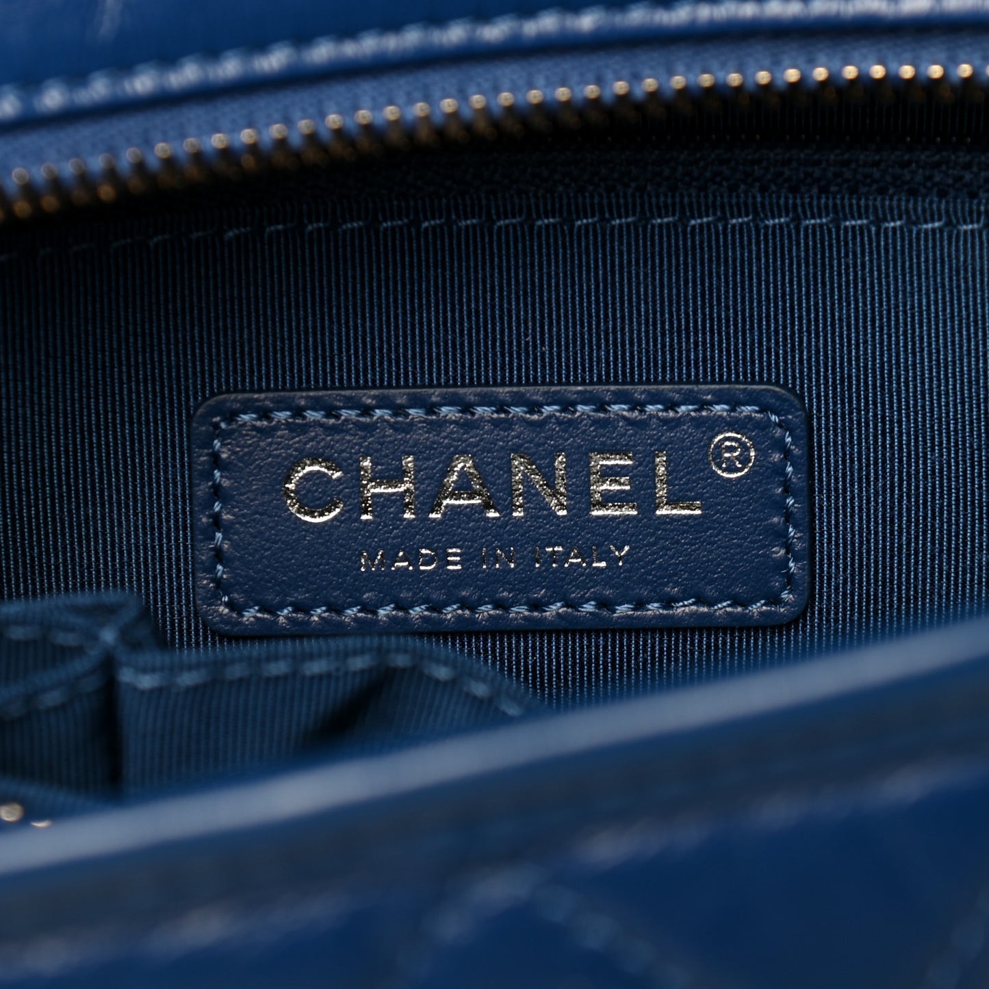Aged Smooth Calfskin Quilted Medium Gabrielle Logo Hobo Blue