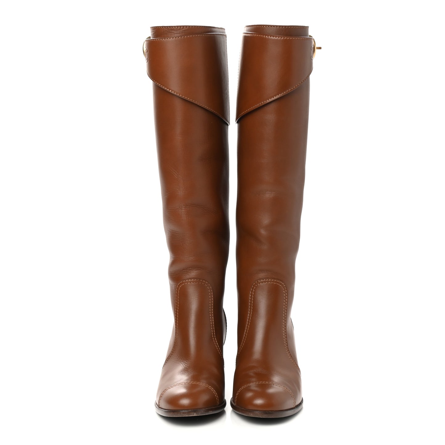 Calfskin High Boots 37.5 Brown