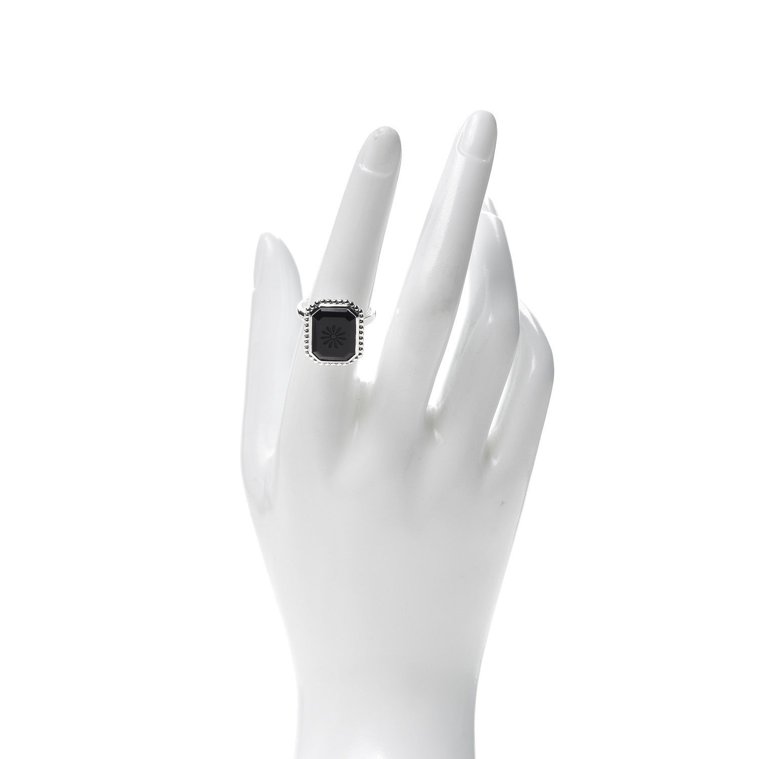 Tiffany Sterling Silver Black Onyx Ziegfeld Daisy Ring 55 7.25 2 of 6