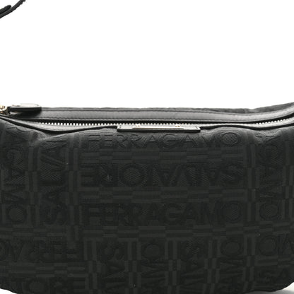 Salvatore Ferragamo Canvas Calfskin Logo Shoulder Bag Black 7 of 11
