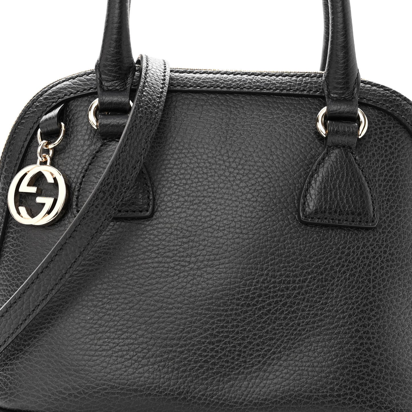 Dollar Calfskin Small GG Charm Dome Bag Black