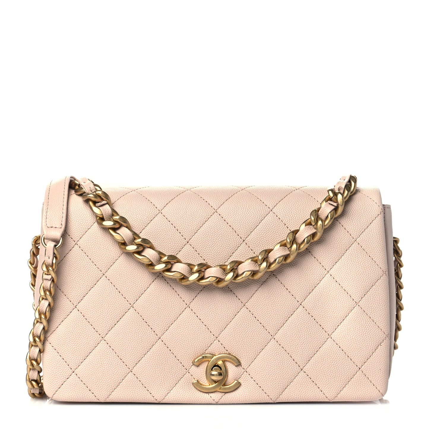 Caviar Quilted Medium Fashion Therapy Flap Beige
