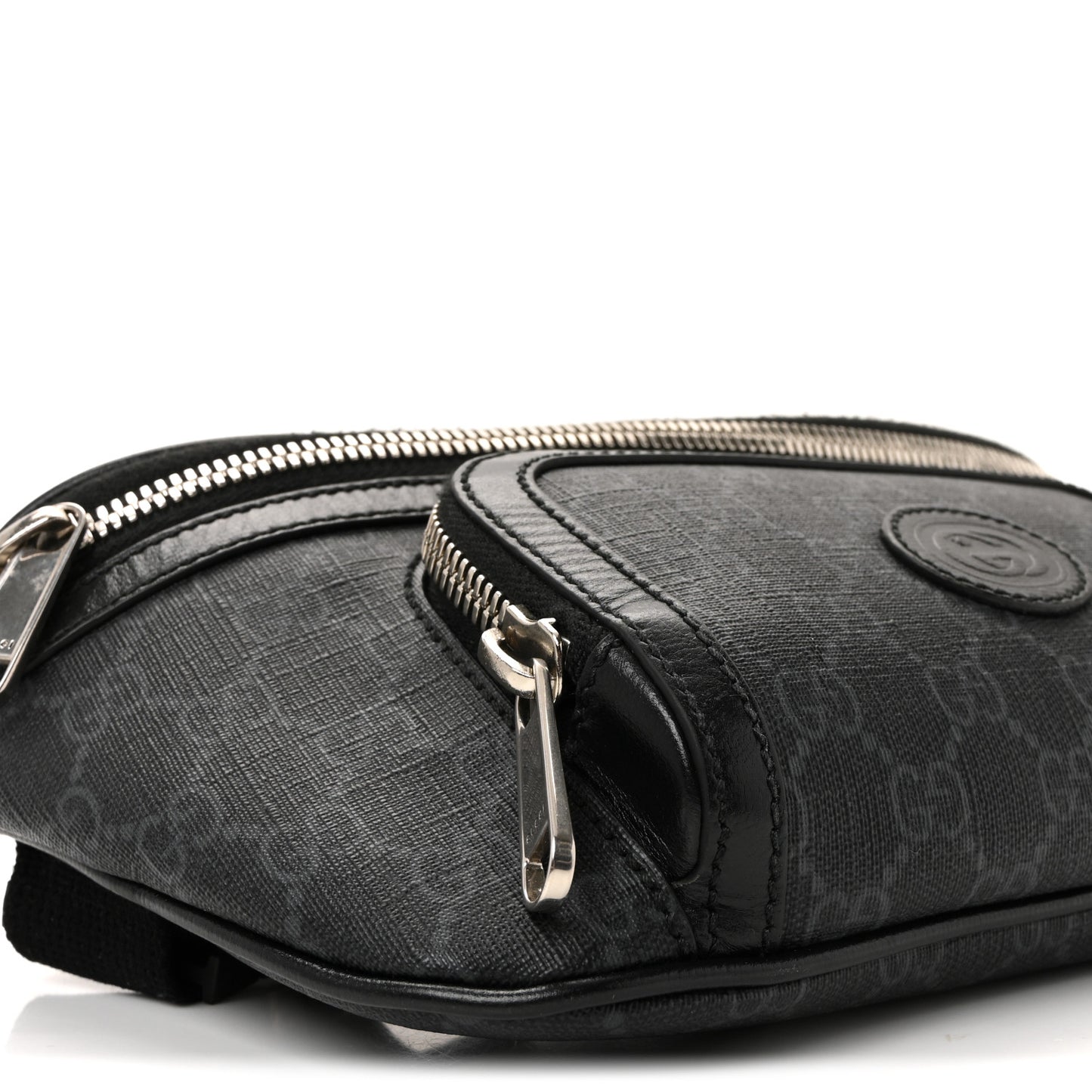 GG Supreme Monogram Textured Calfskin Retro Interlocking G Belt Bag Black