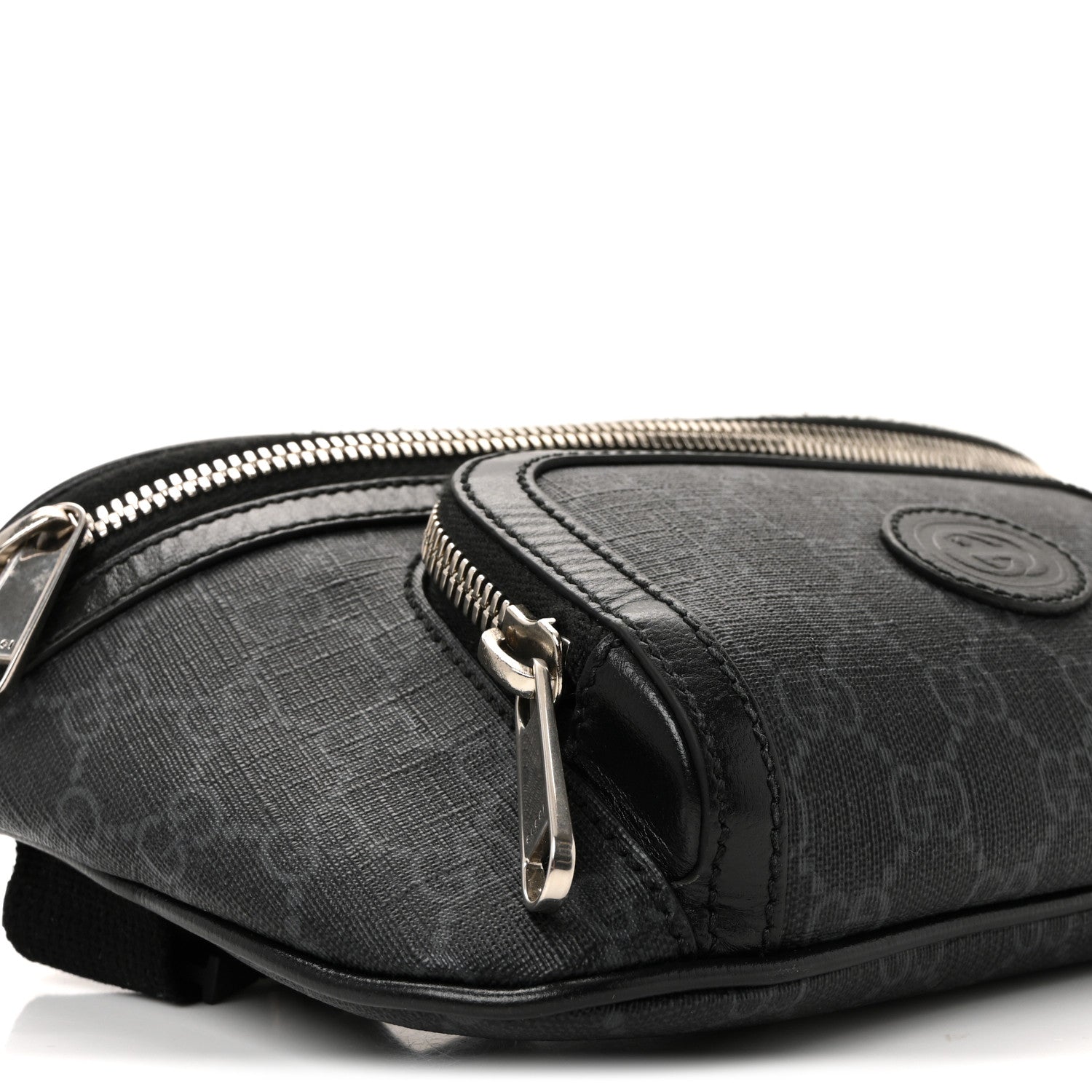 Gucci GG Supreme Monogram Textured Calfskin Retro Interlocking G Belt Bag Black 8 of 9