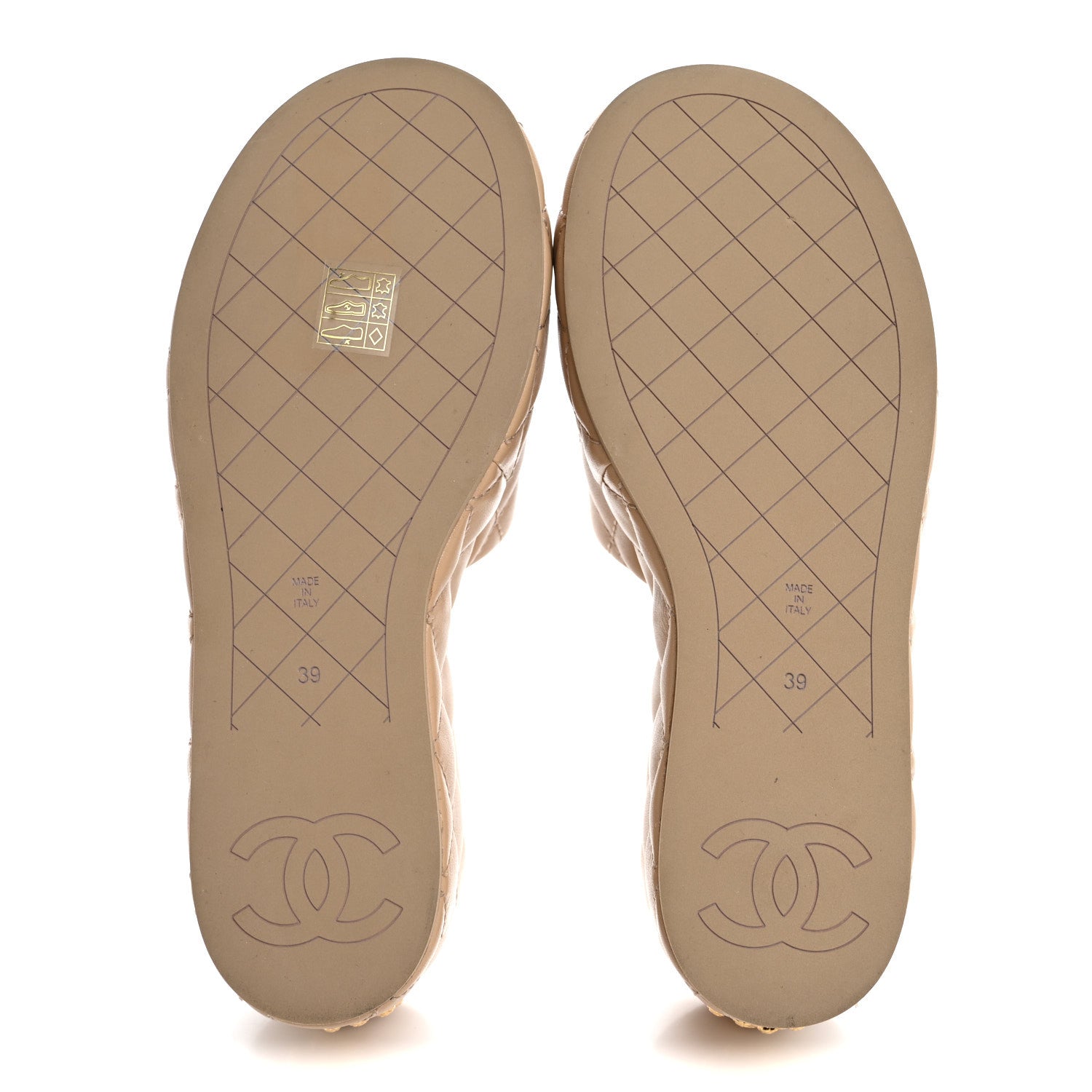 Chanel Lambskin Quilted Camelia CC Wedge Sandal Mules 39 Beige 6 of 10