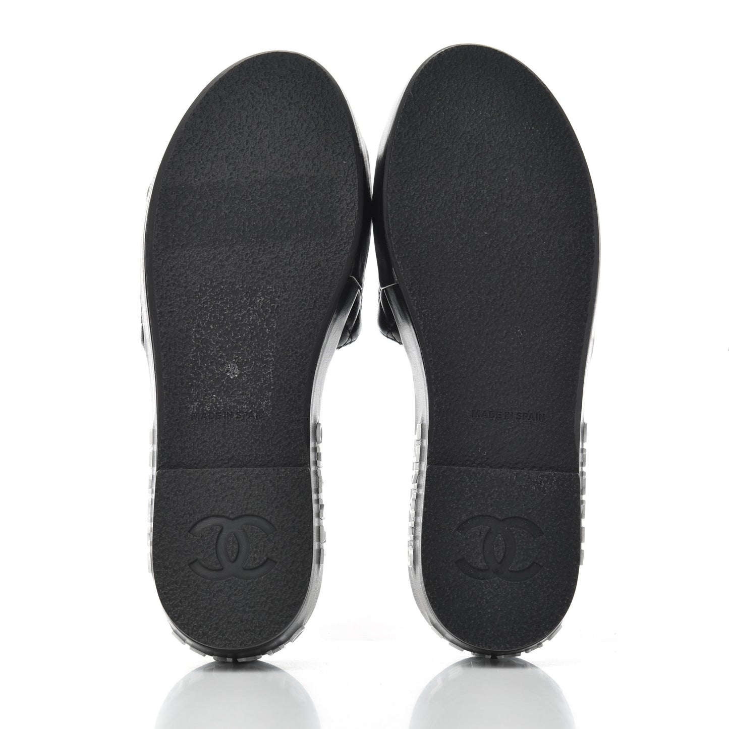 Lambskin Quilted CC Espadrille Slip On Sandals 35 Black