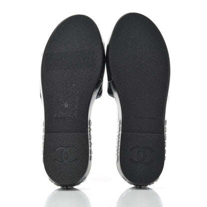 Chanel Lambskin Quilted CC Espadrille Slip On Sandals 35 Black 5 of 14
