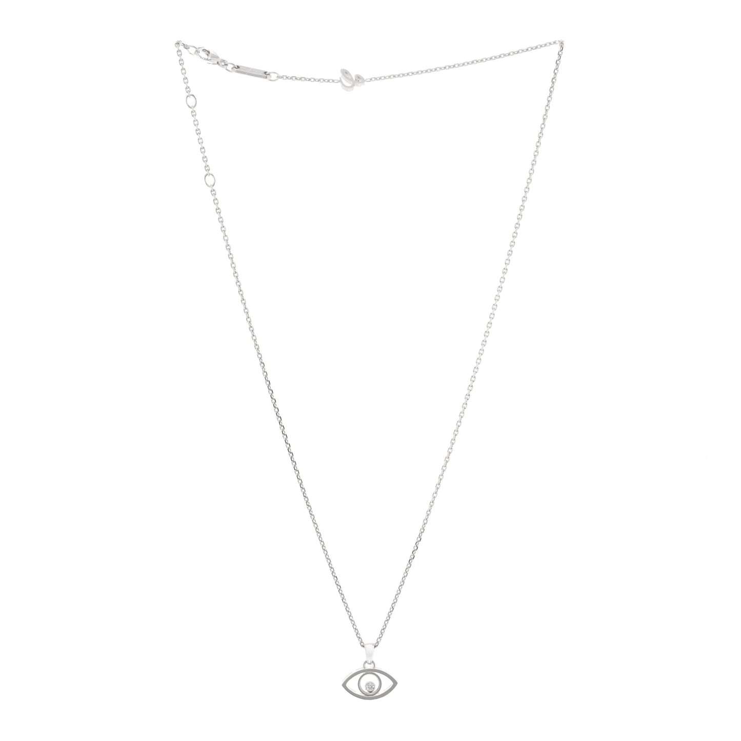 18K White Gold Diamond Good Luck Charms Evil Eye Pendant Necklace