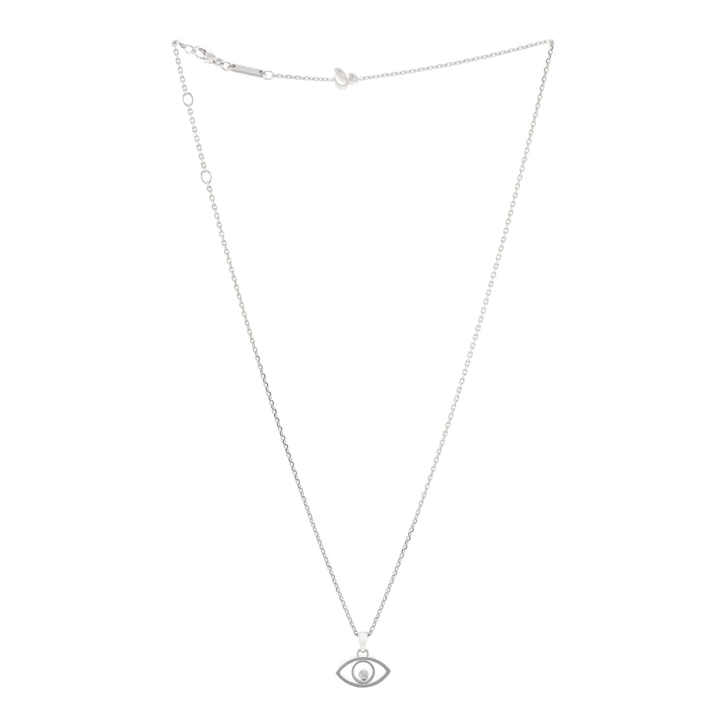 Chopard 18K White Gold Diamond Good Luck Charms Evil Eye Pendant Necklace 2 of 3