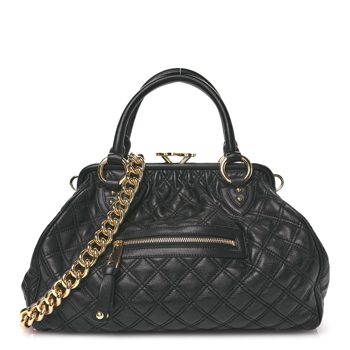 Calfskin Quilted Stam Black