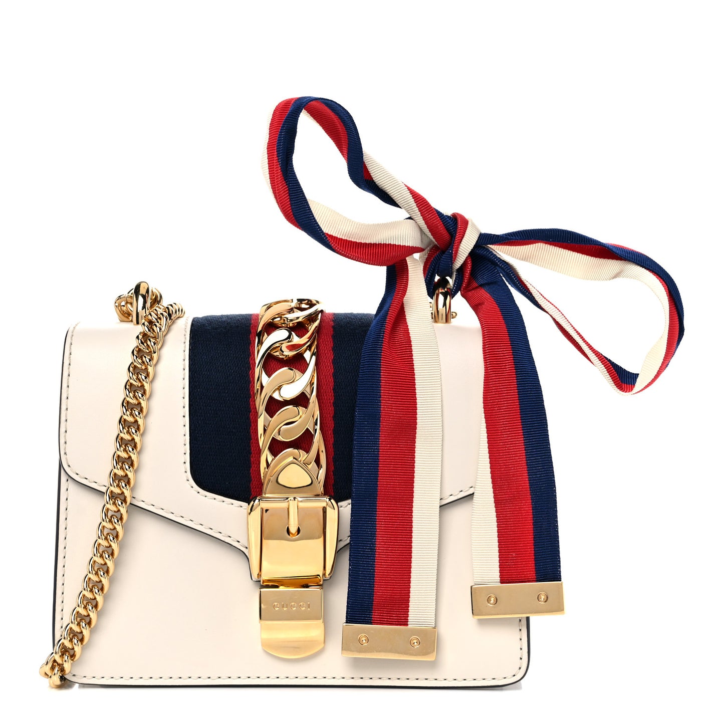 Calfskin Mini Sylvie Chain Shoulder Bag White