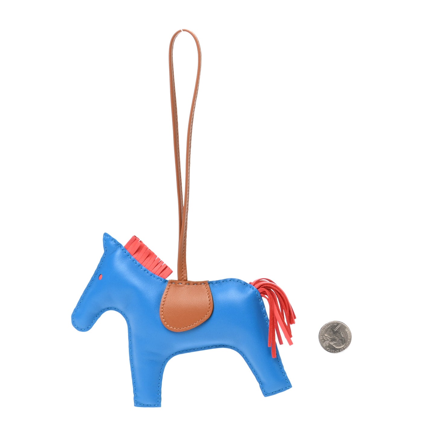 Milo Lambskin Grigri Rodeo Horse Bag Charm GM Bleu Zanzibar Rose Texas Gold