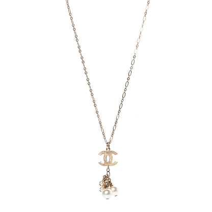 Chanel Pearl CC Logo Drop Necklace Gold 1 of 4