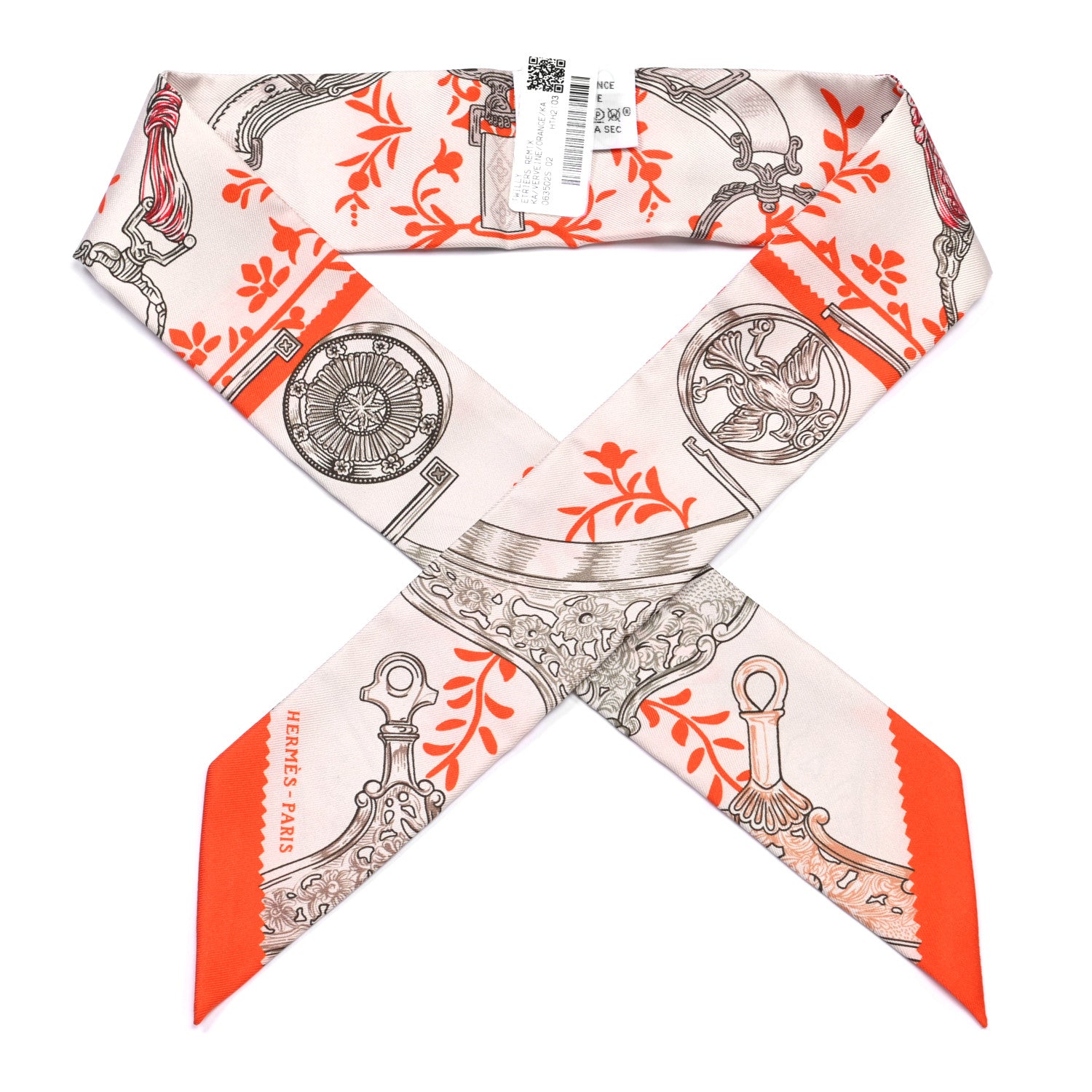 Hermes Silk Etriers Remix Twilly Verveine Orange Kaki 2 of 8