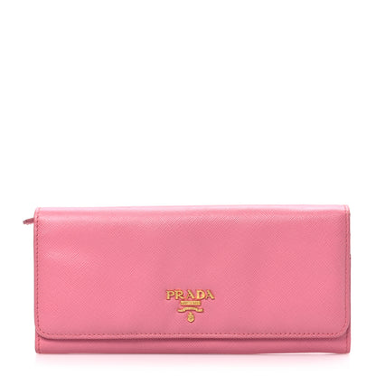 Prada Saffiano Metal Continental Flap Wallet Begonia 1 of 8